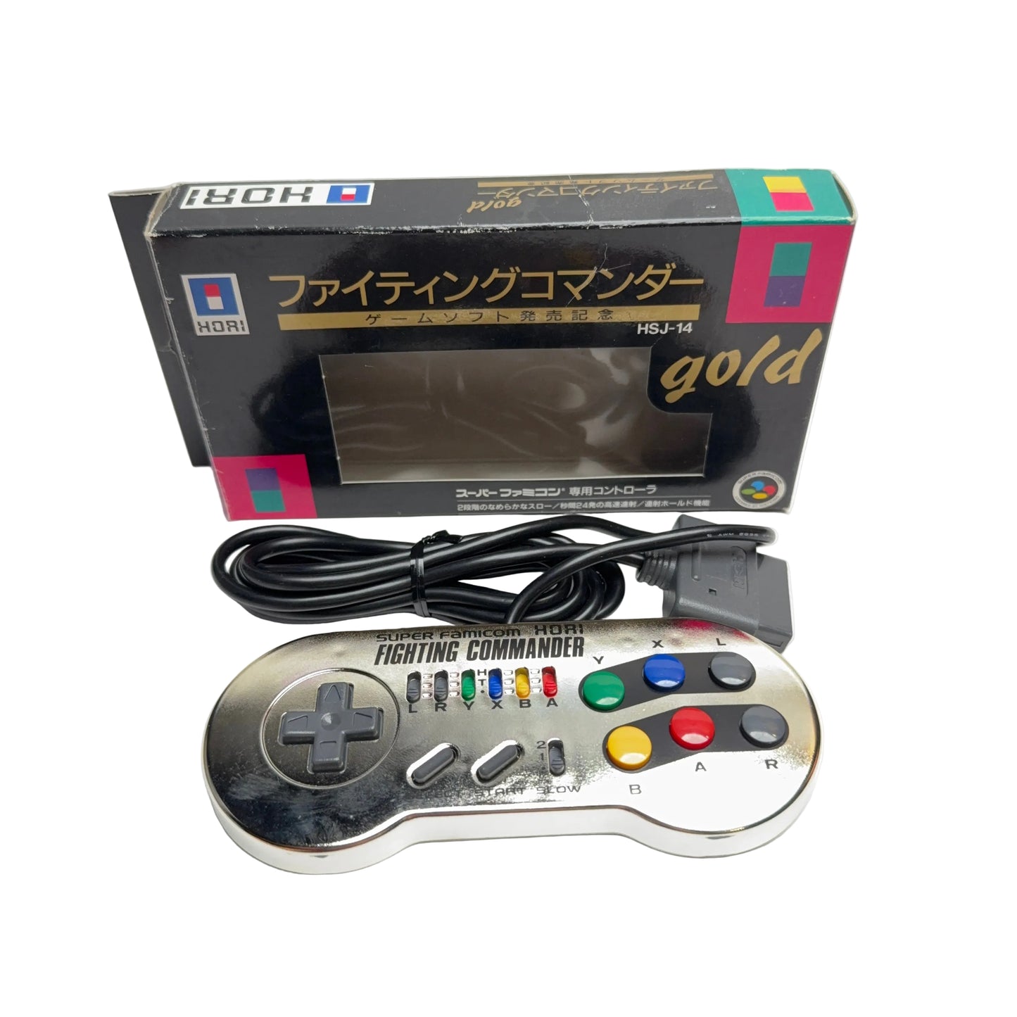 [Super Famicom] Hori Fighting Commander HSJ-14 (Gold, Boxed)