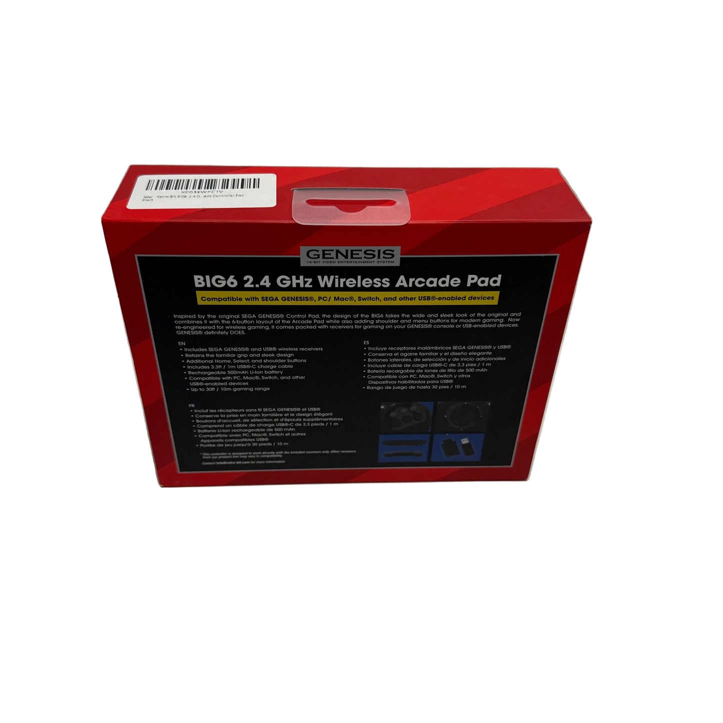 [Genesis] Retro-Bit Big 6 Wireless Arcade Pad (Like New)